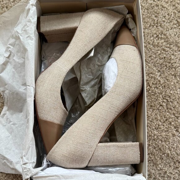 Marc Fisher SPRING Shoe Womens Sz 8.5 Velda3 Linen NEW in BOX - Picture 3 of 6